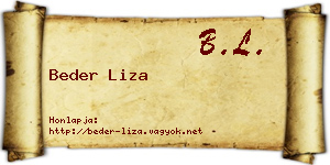Beder Liza névjegykártya